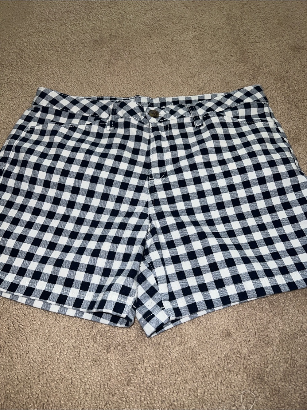 St. John's Bay Navy and White Gingham Bermuda Shorts